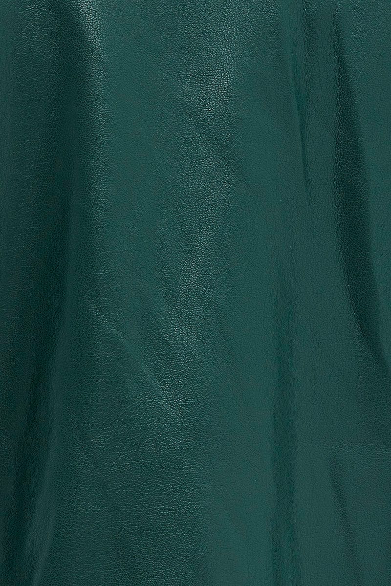 Green Jacket Long Sleeve Collared Faux Leather