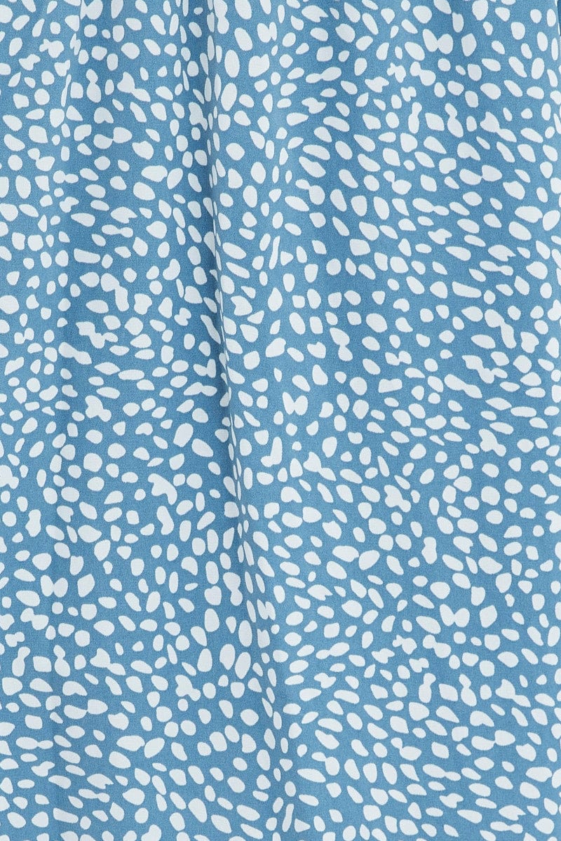 Geo Print Ruffle Skater Dress