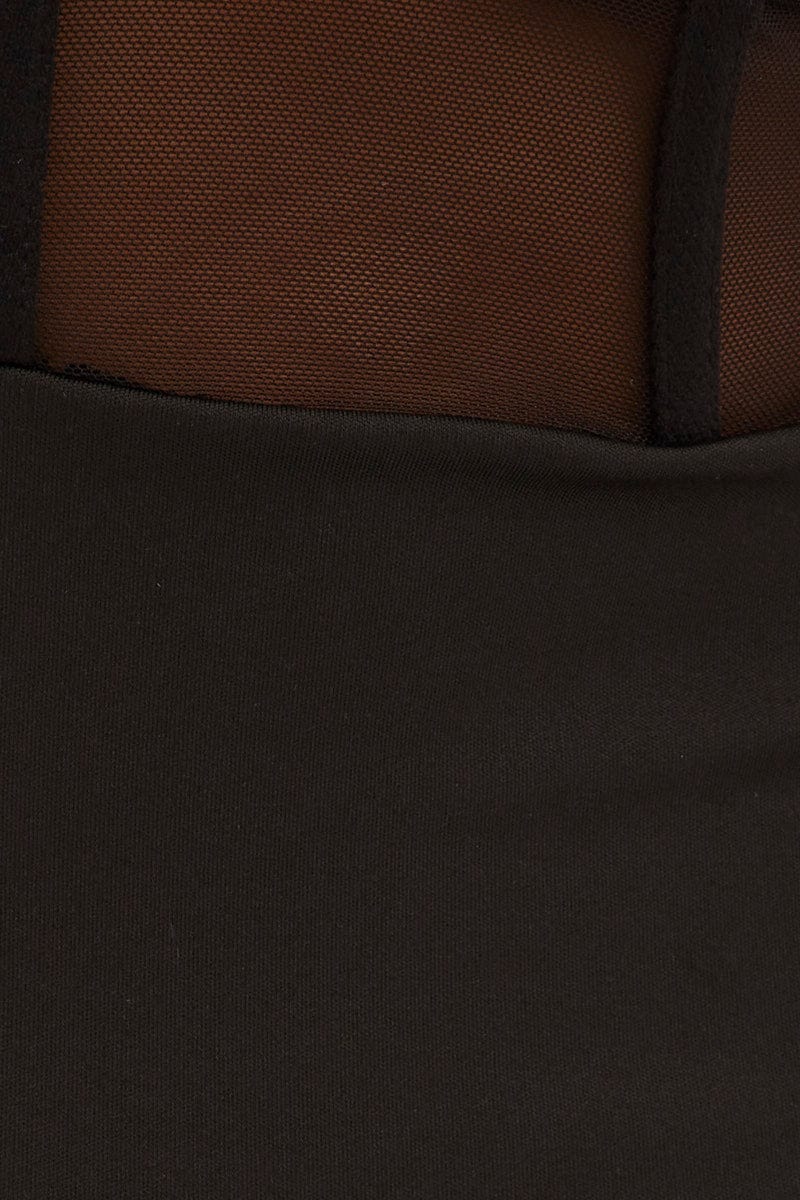 Black Strip Mesh Corset Bodycon Mini Dress