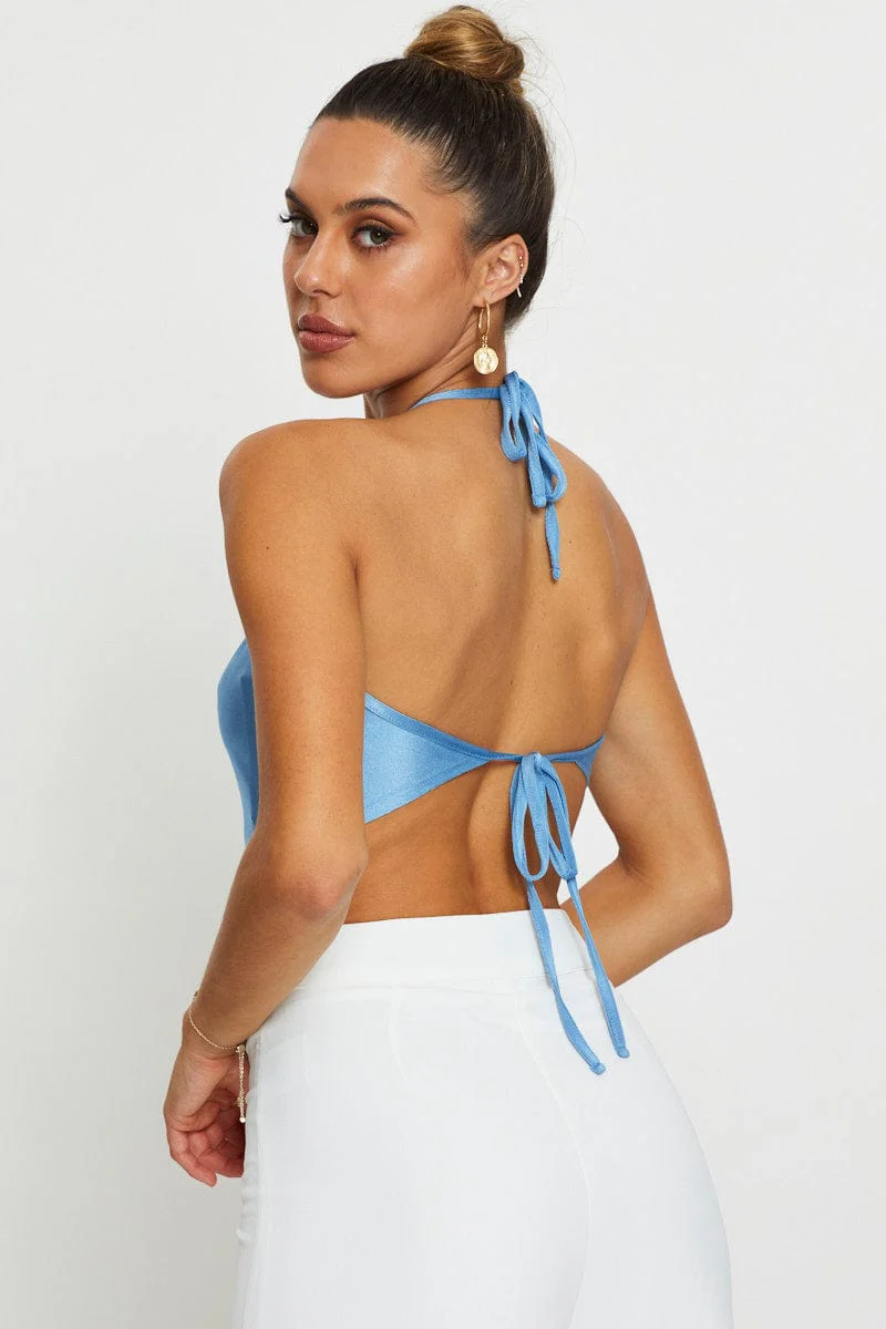 Blue Halter Top