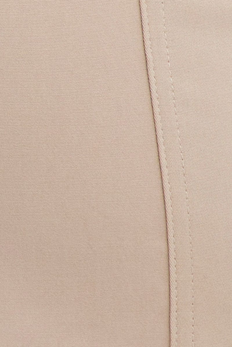 Beige Mini Skirt Mid Rise