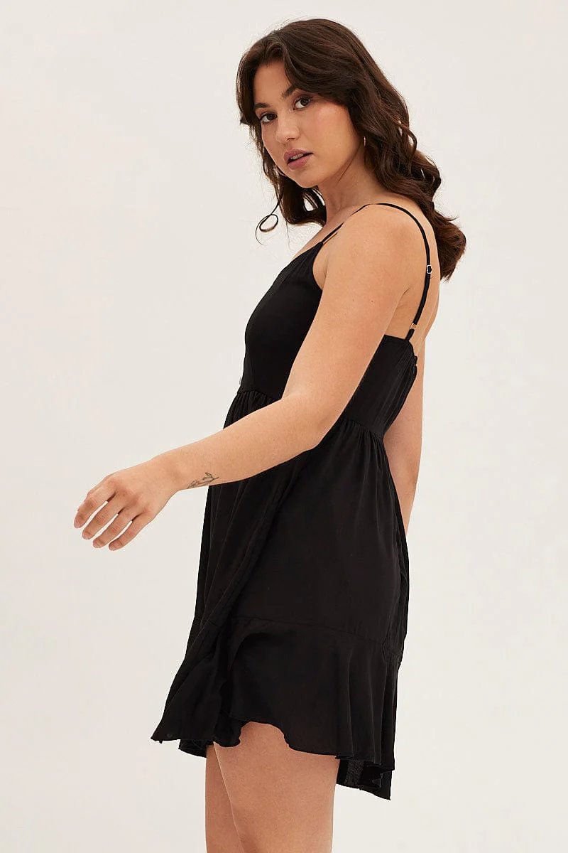 Black Chiffon Skater Dress
