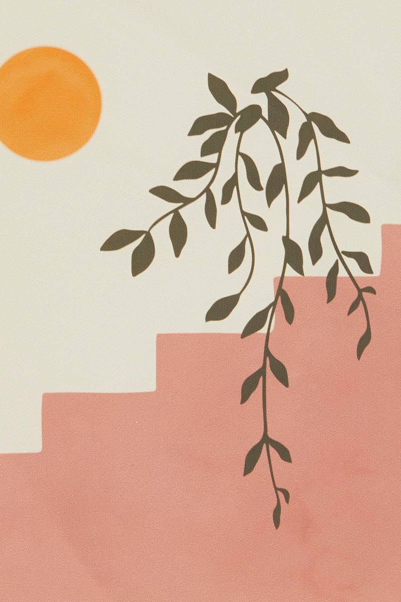 Print Stairs And Plant A3 Poster Print