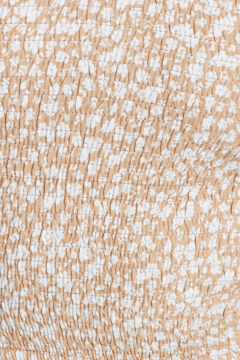 Ditsy Print Peplum Shirts Short Sleeve Sweetheart