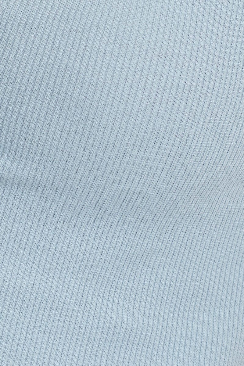 Blue Button Front Crop Top