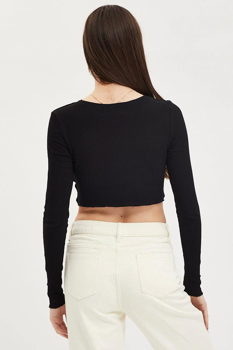 Black Bust Detail Top Long Sleeve