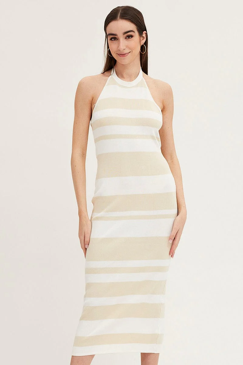 Multi Kint Midi Dress