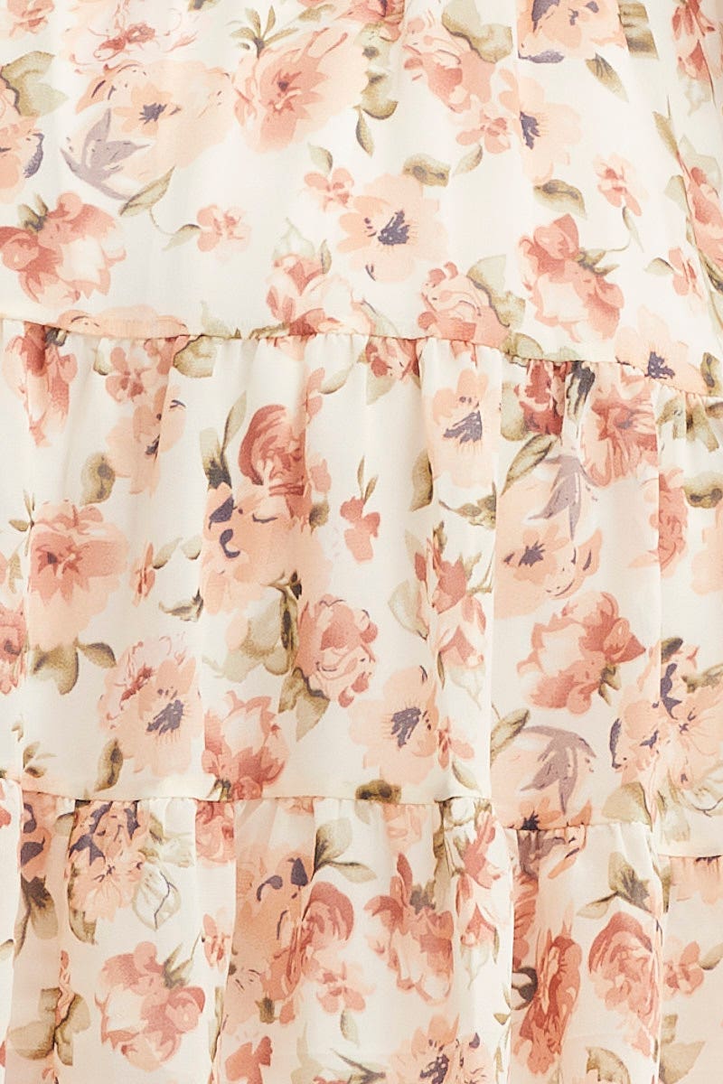 Print Mini Dress Long Sleeve V Neck