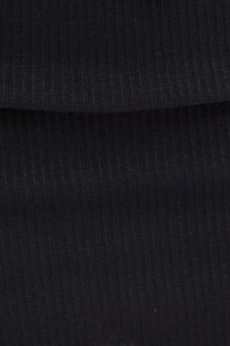 Black Rib Tie Waist Mini Skirt