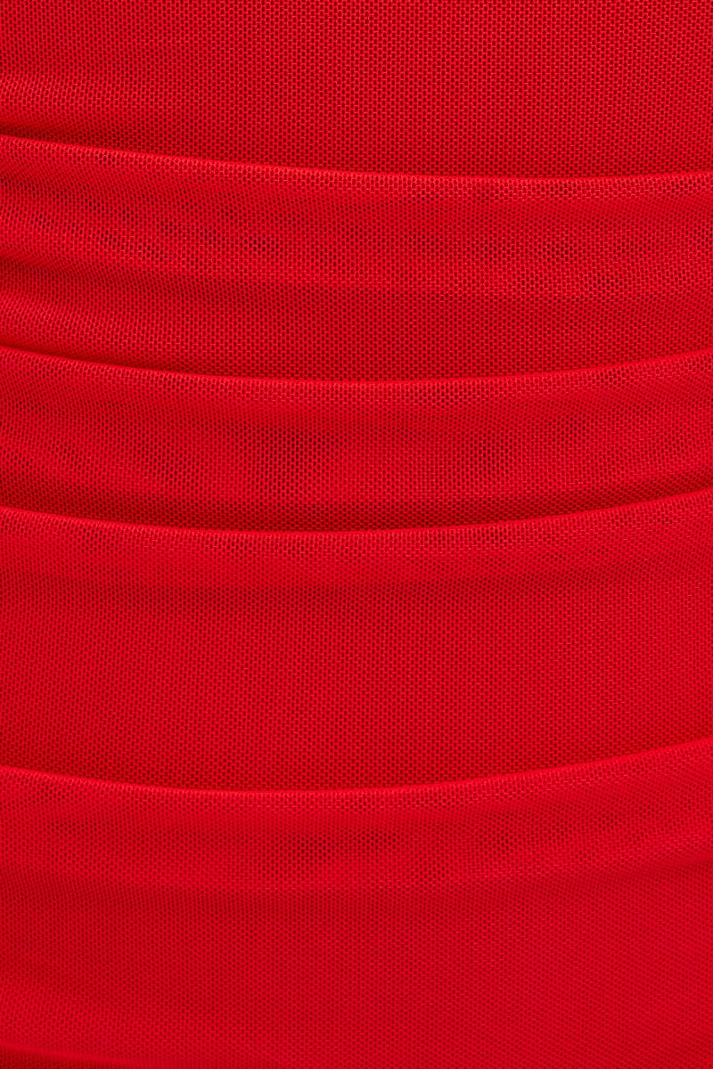 Red Mesh Bodycon Mini Dress