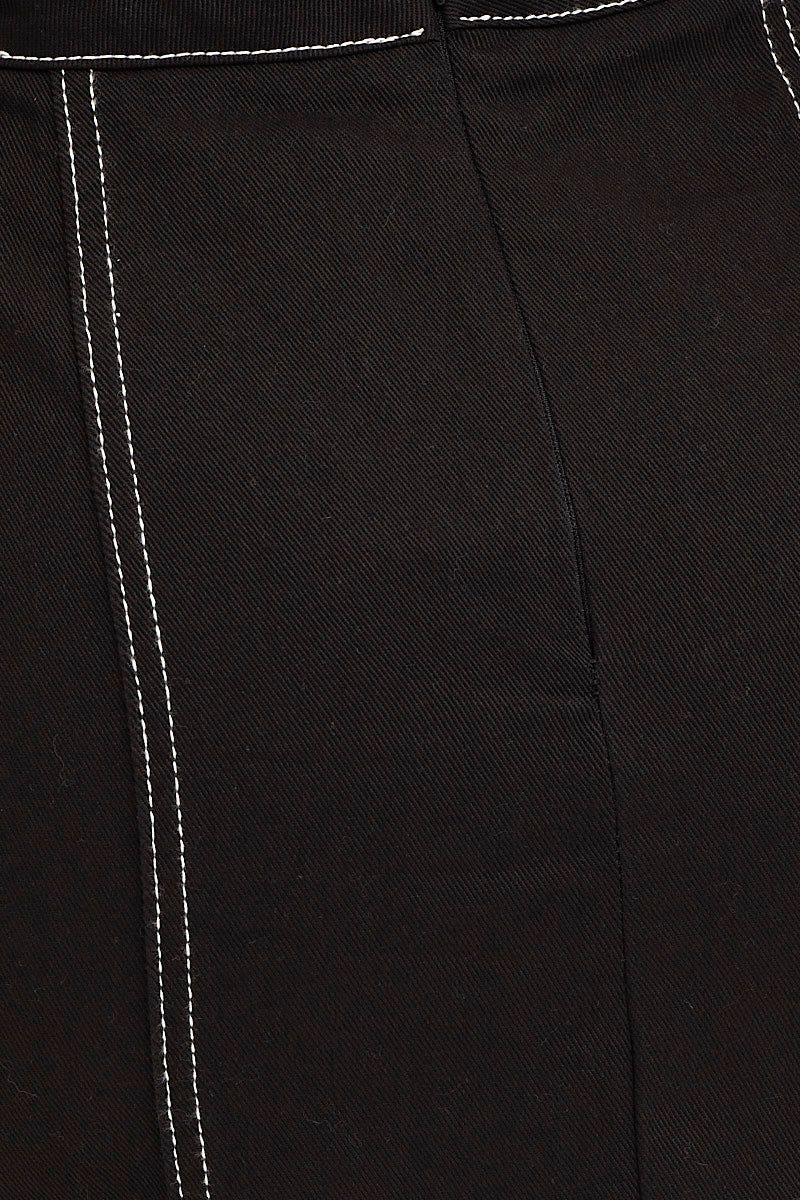 Black Contrast Stitch Mini Skirt