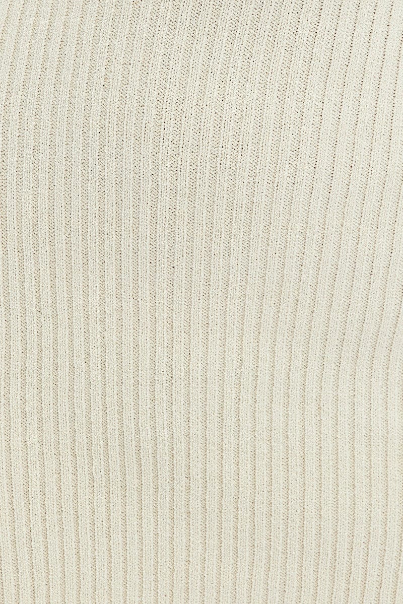 Nude Knit Dress Long Sleeve Scoop Neck Mini