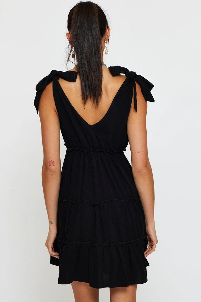 Black A Line Dress Sleeveless Mini