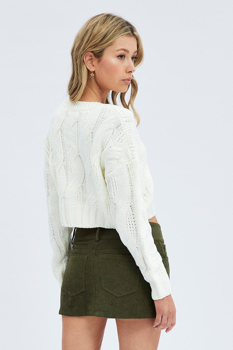 White Cable Knit Jumper Long Sleeve