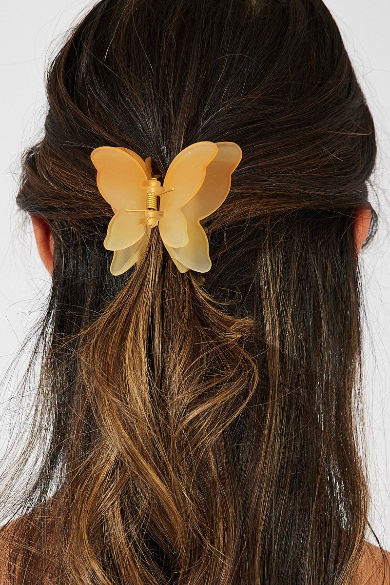 Yellow Butterfly Claw Clip
