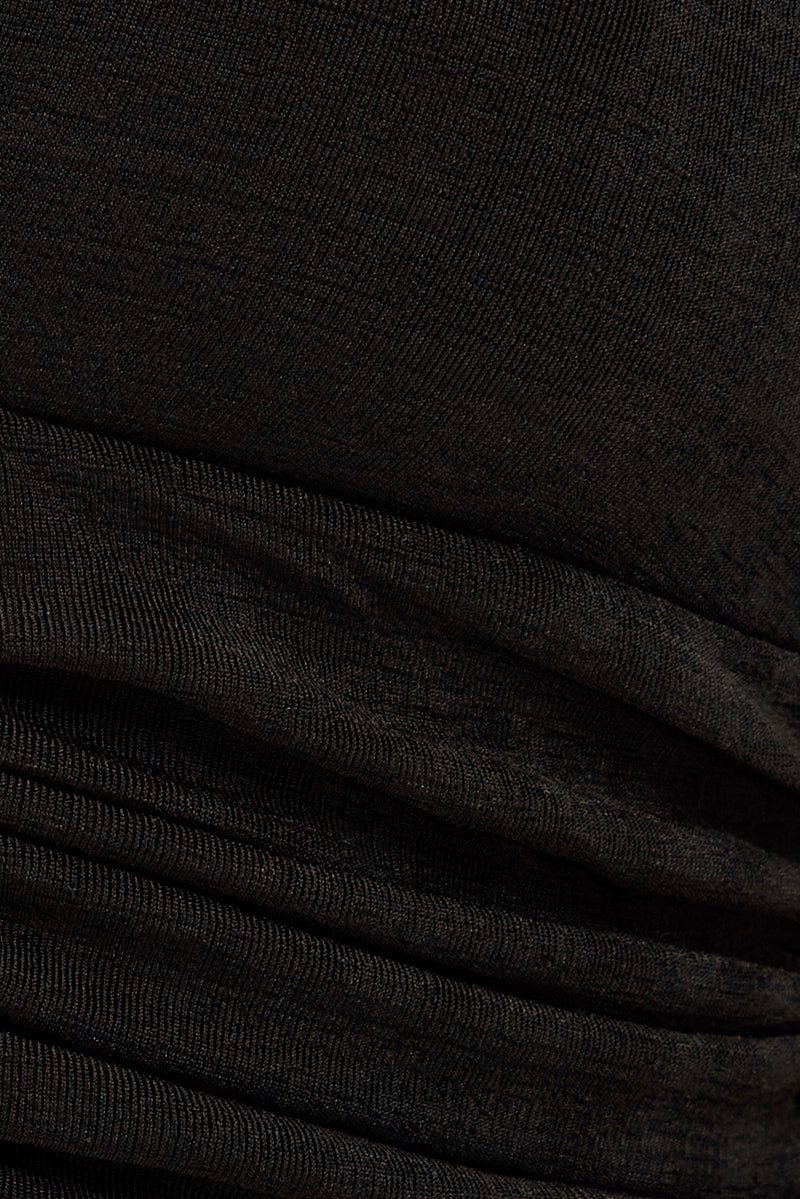 Black Front Ruched Halter Top