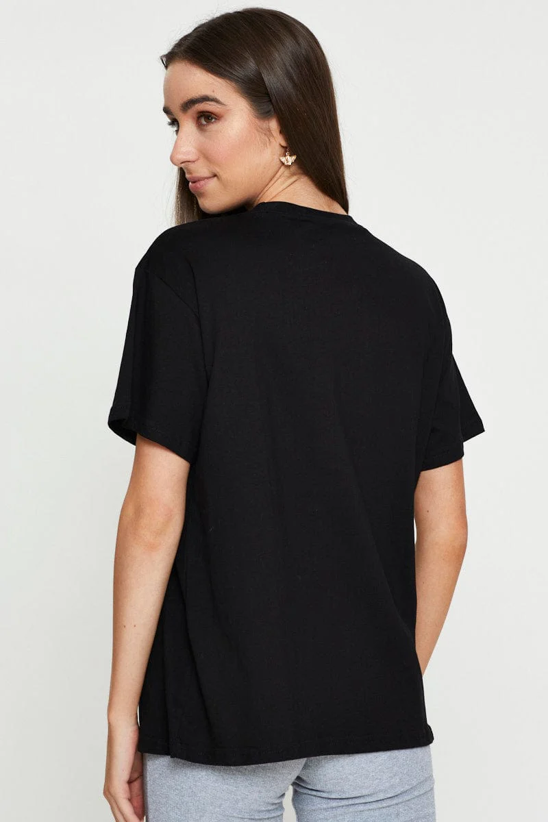 Black Graphic T Shirt Short Sleeve