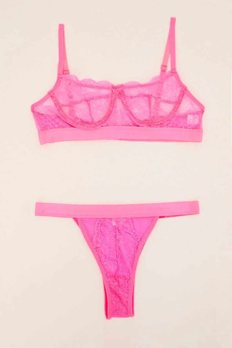 Pink Lace Lingerie Set