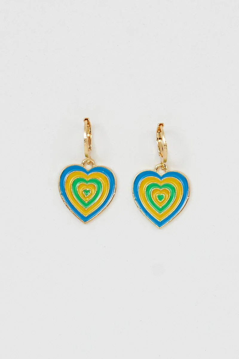 Green Heart Drop Earrings