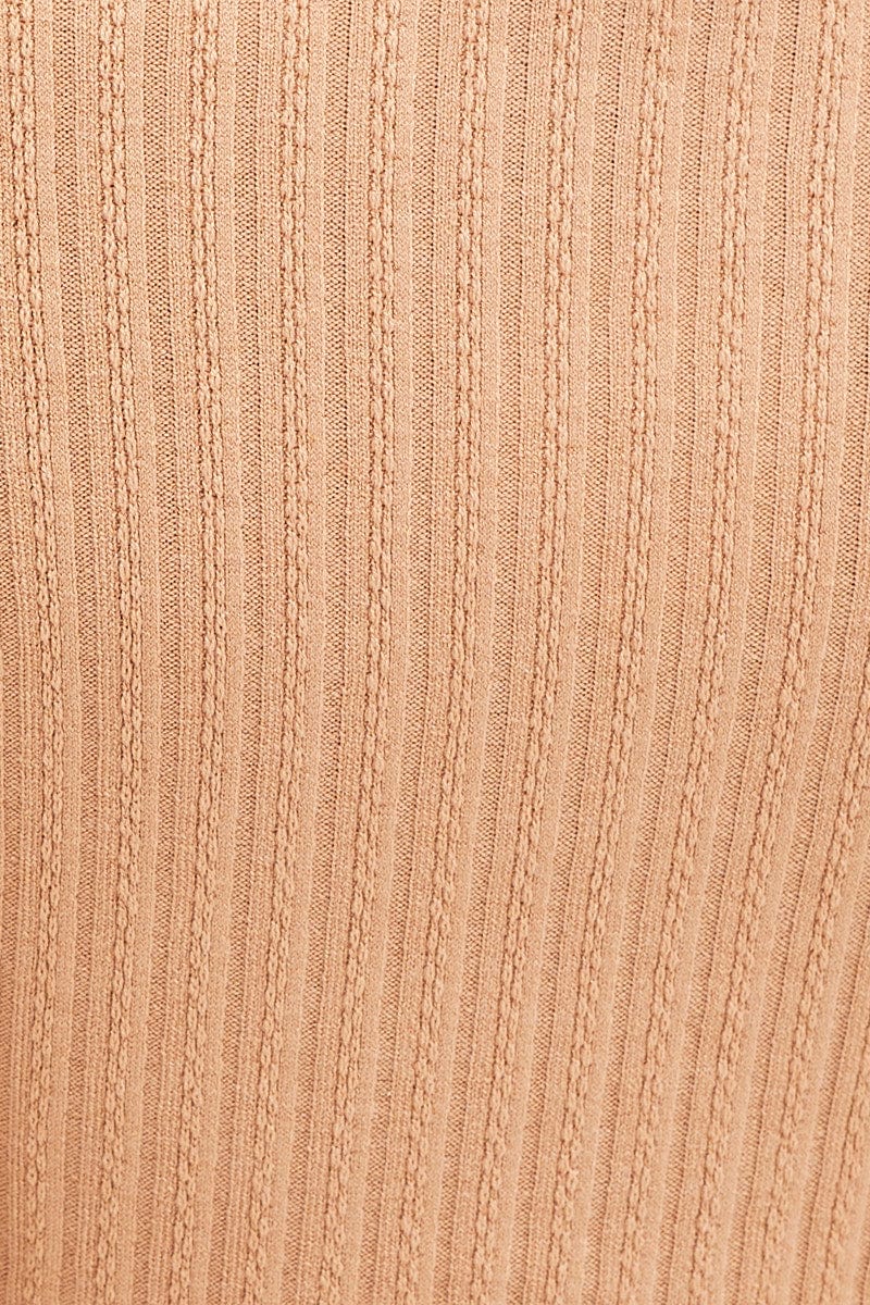 Beige Rib Top Long Sleeve