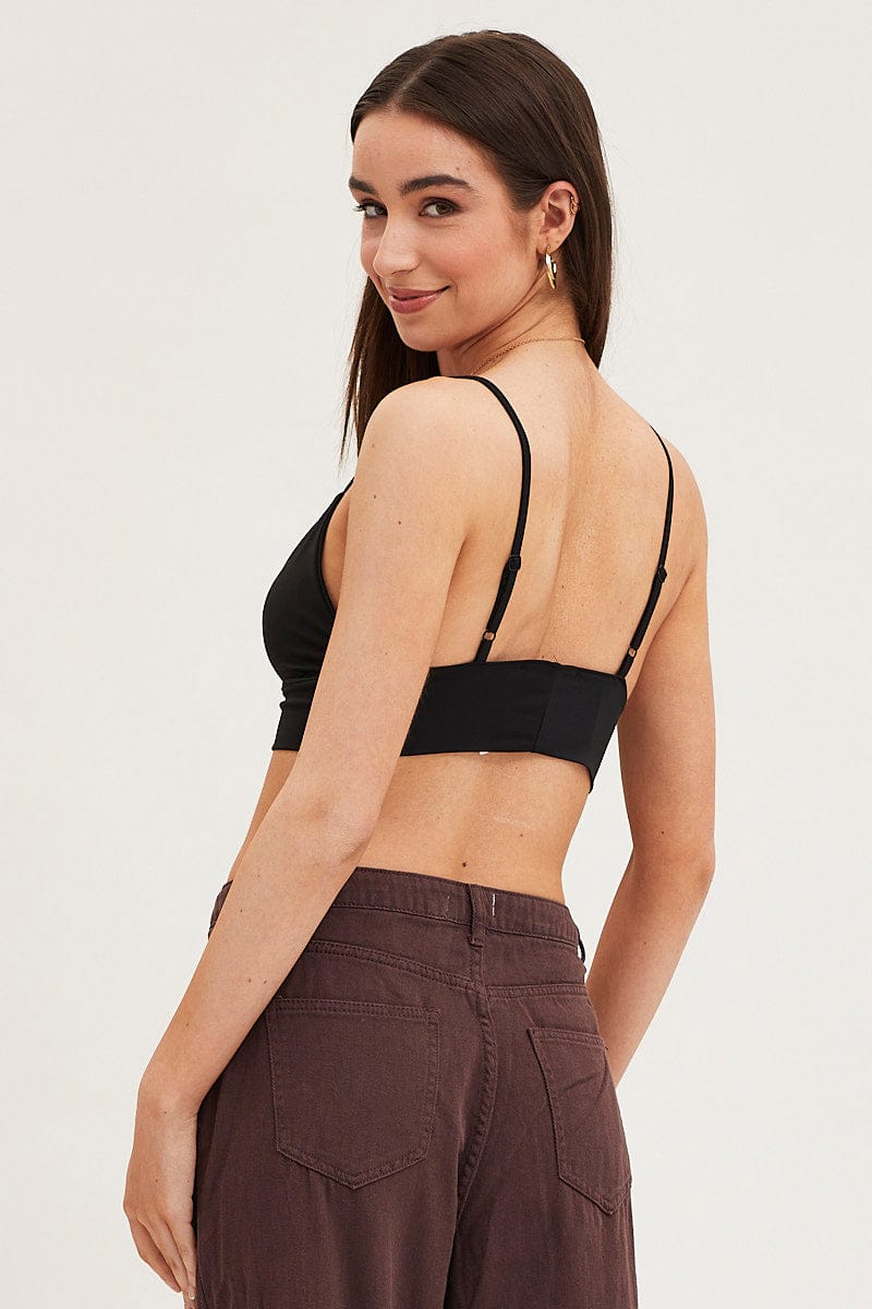 Black Bralette Deep V Neck