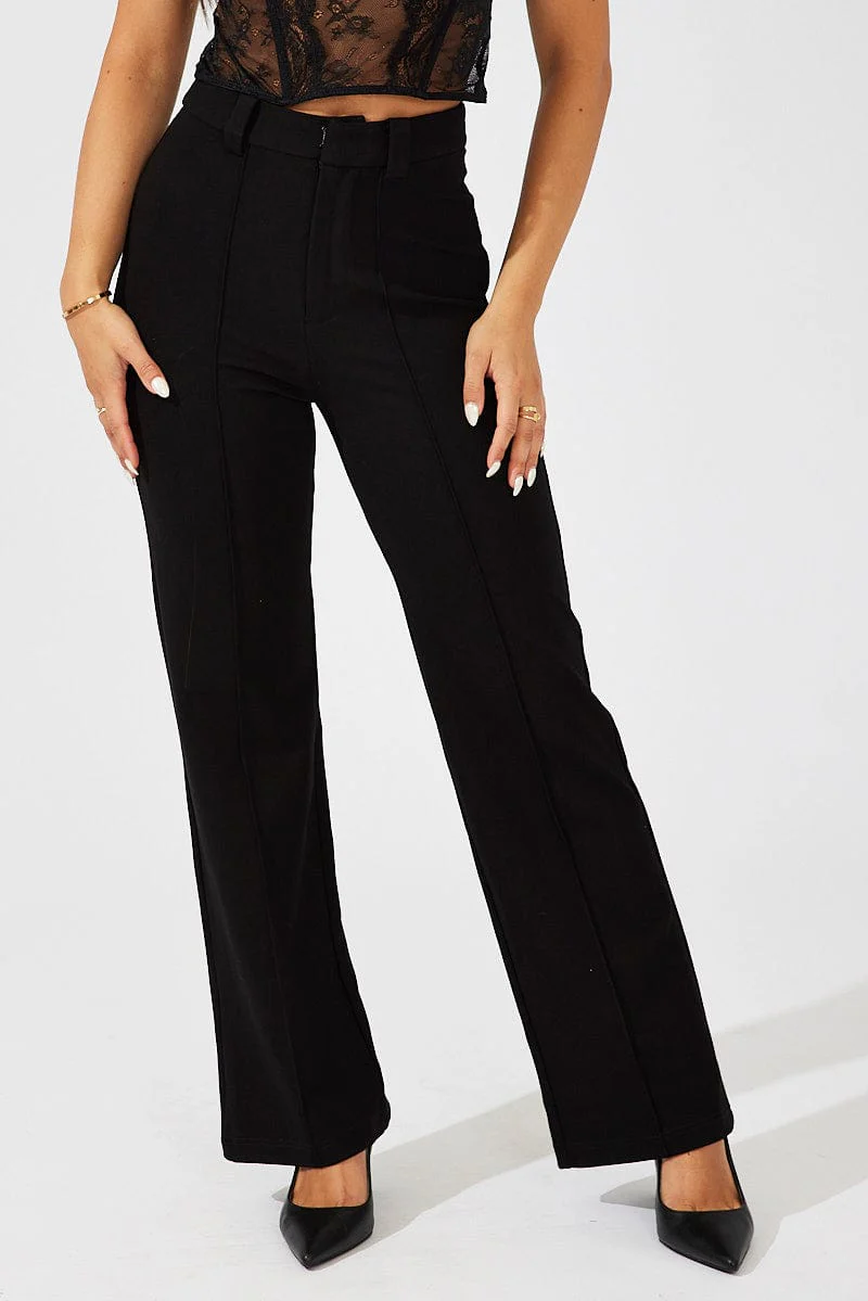 Black Slim Pants High Rise Workwear