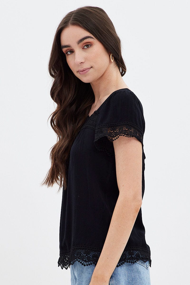Black Lace Trim Top