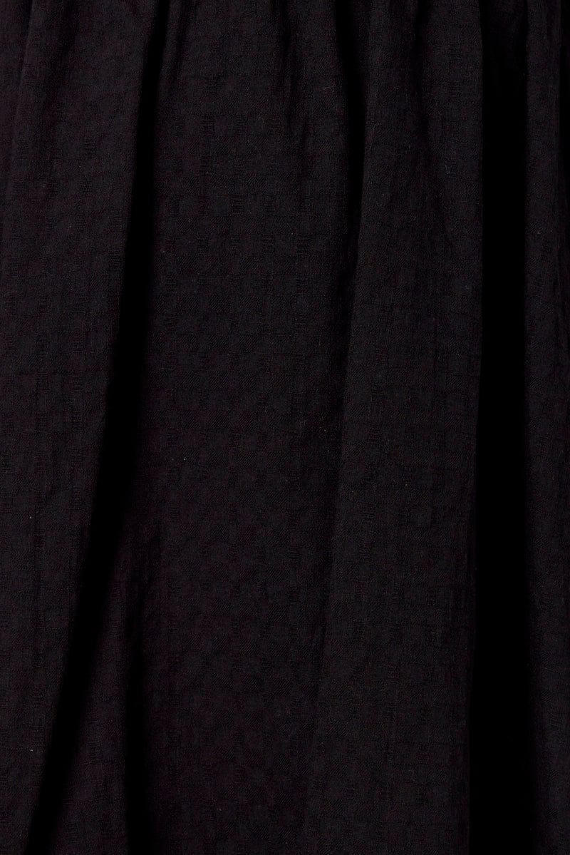 Black Fit and Flare Dress Short Sleeve Textured