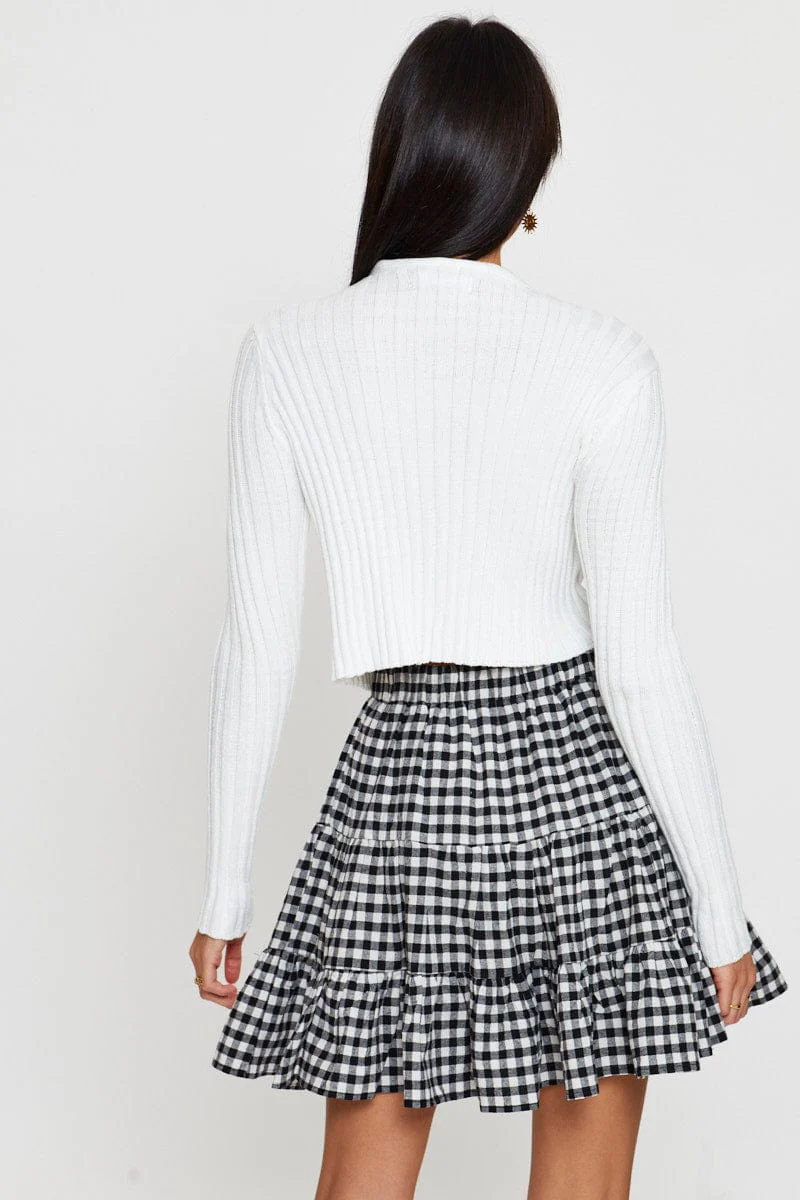 Check Flare Skirt Mini High Rise