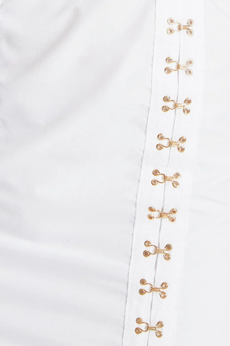 White Hook And Eye Puff Sleeve Mini Dress