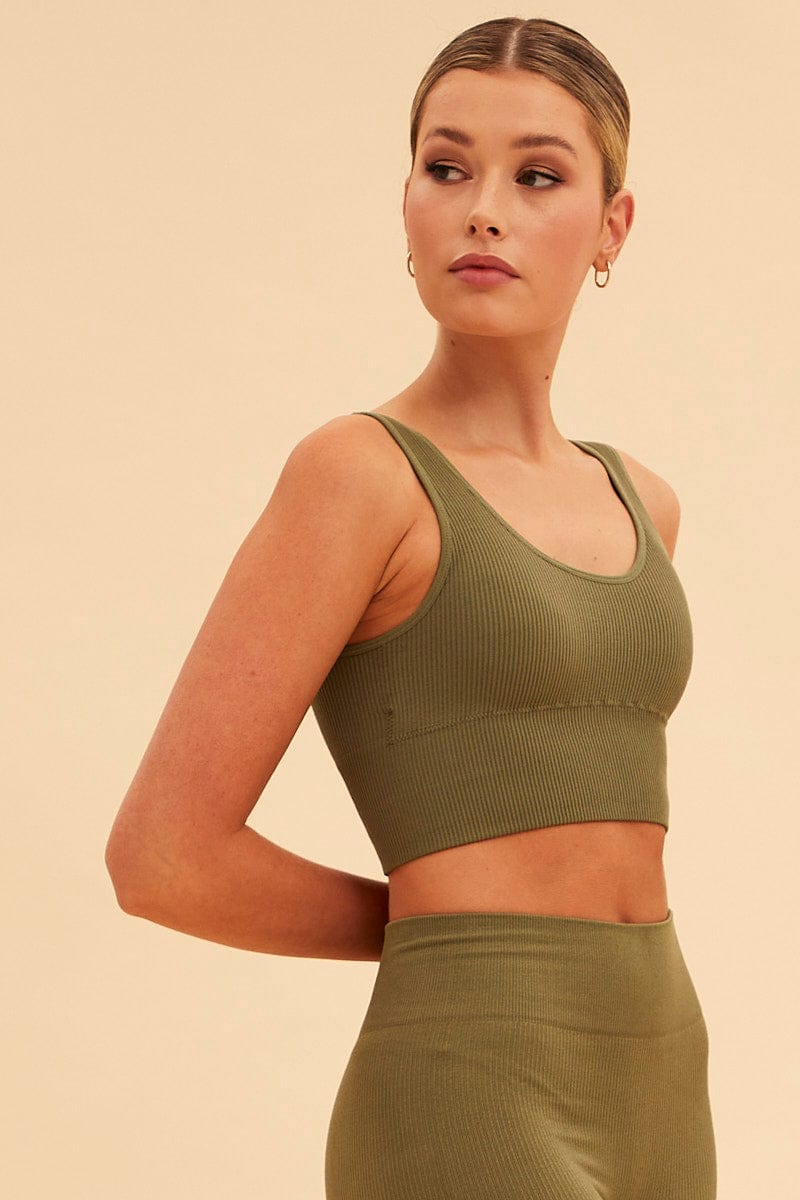 Green Nico Seamless Crop Top
