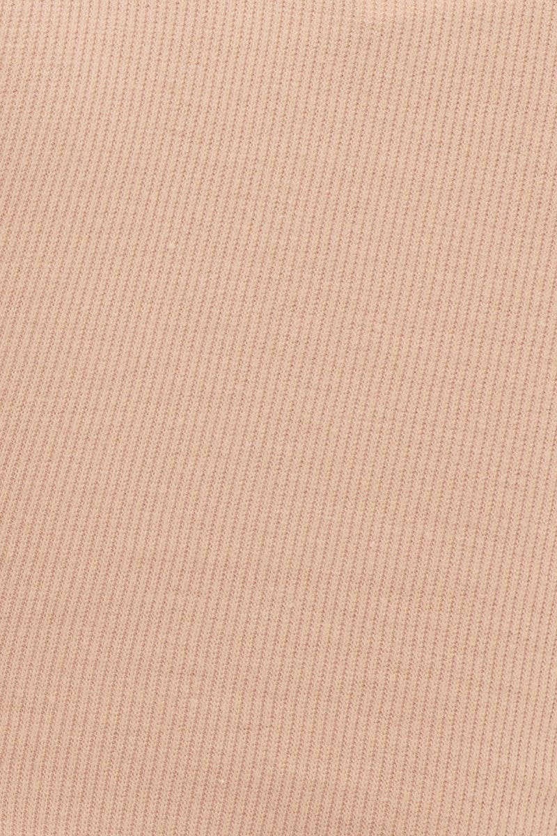 Beige Crop Top Sleeveless Round Neck Rib Jersey Corset