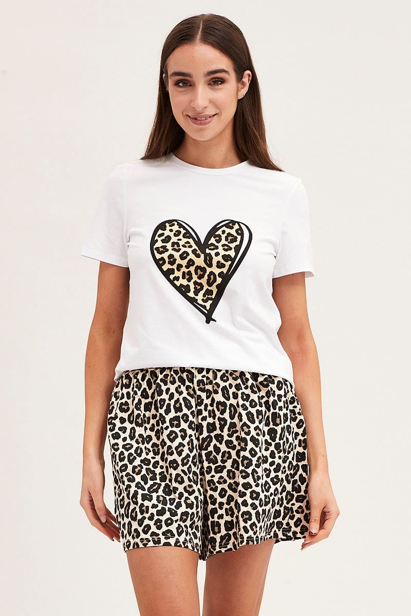 Multi Colour Short Sleeve Top & Shorts Pj Set