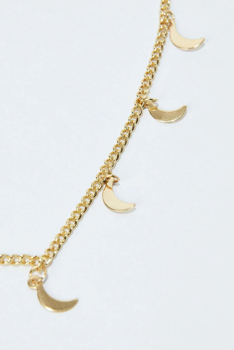 Gold Moon Pendent Necklace