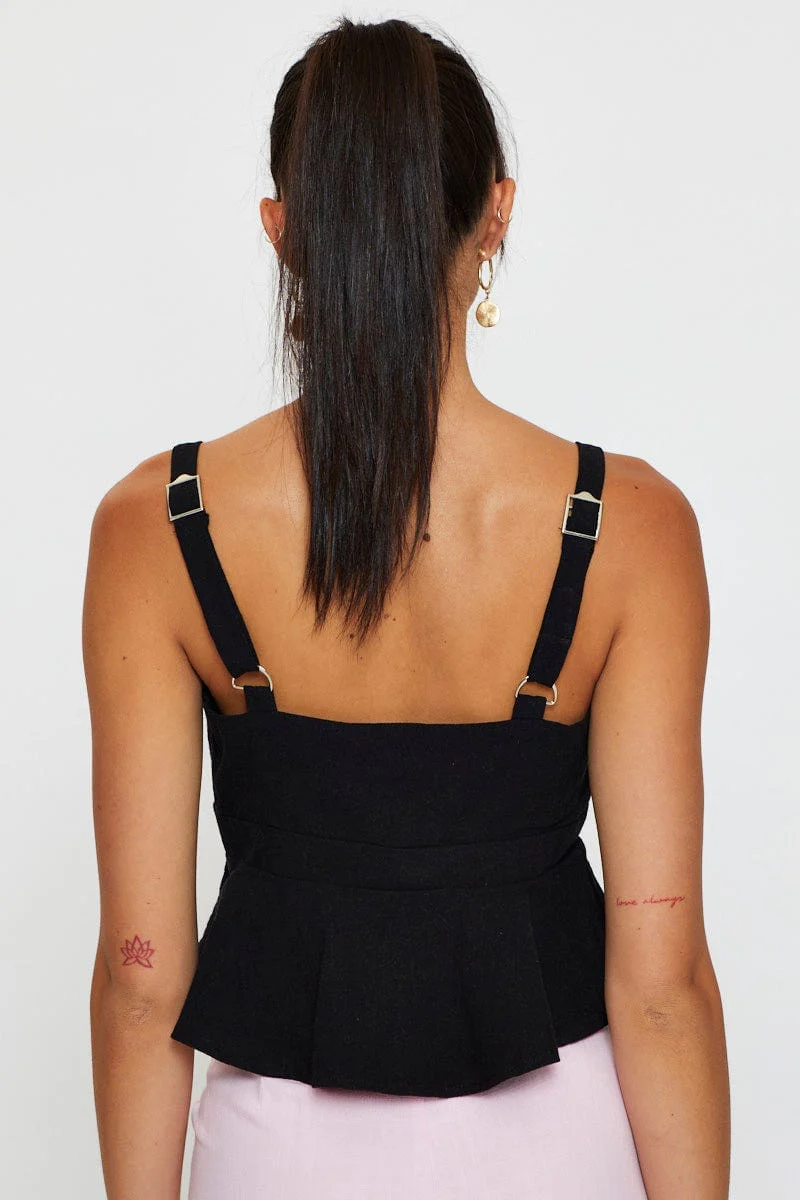Black Peplum Top Sleeveless