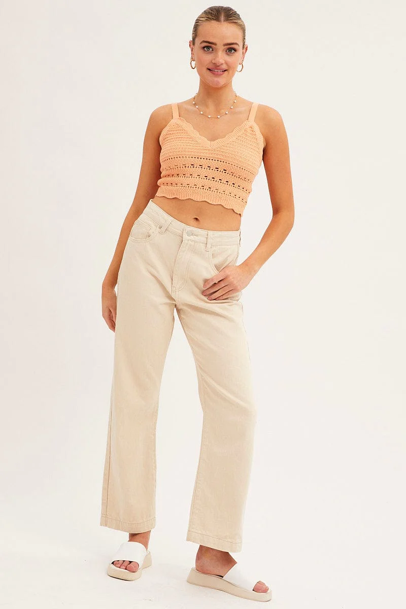 Orange Crochet Singlet Top