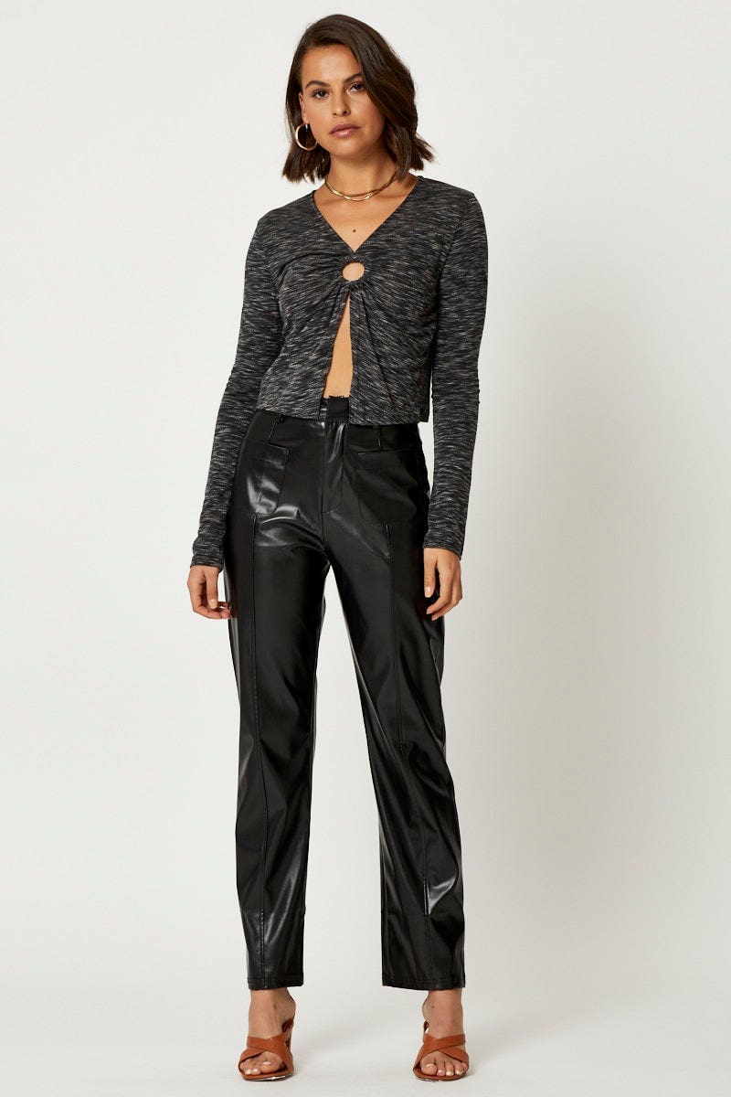Black Keyhole Long Sleeve Top