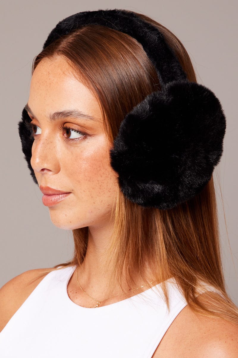 Black Fluffy Ear Muffs