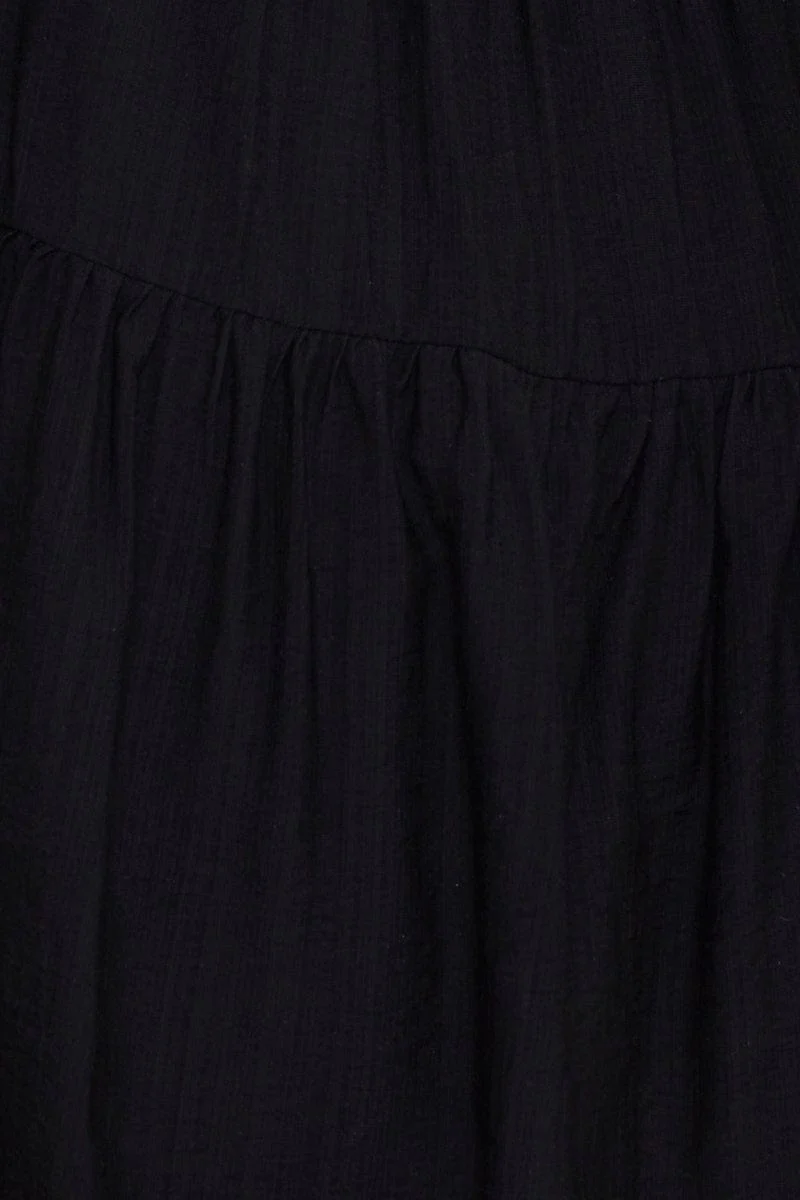 Black Fit And Flare Dress Short Sleeve Open Back