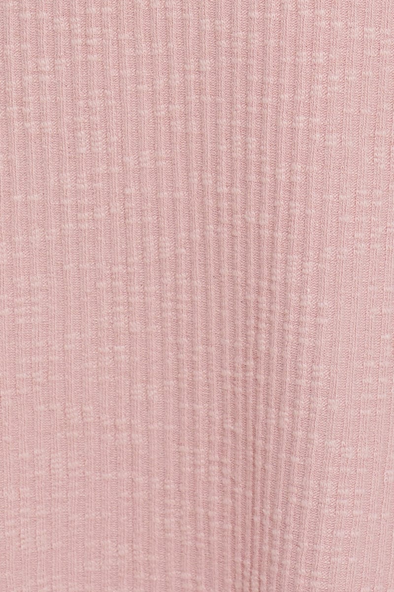 Pink Rib Jersey Tie Front Mini Slip Dress