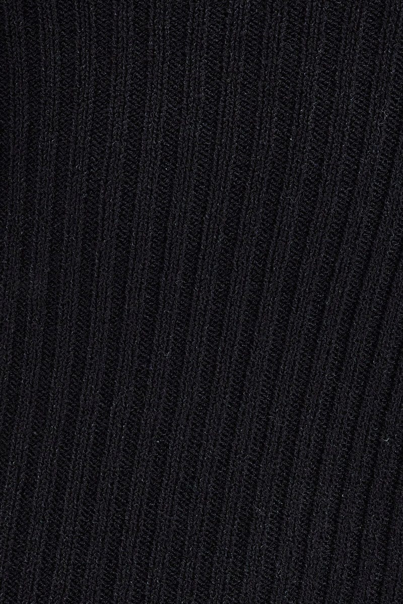 Black Knit Dress Long Sleeve Scoop Neck Mini