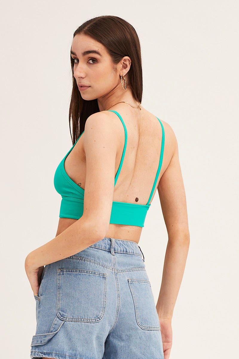 Green Crop Top Seamless