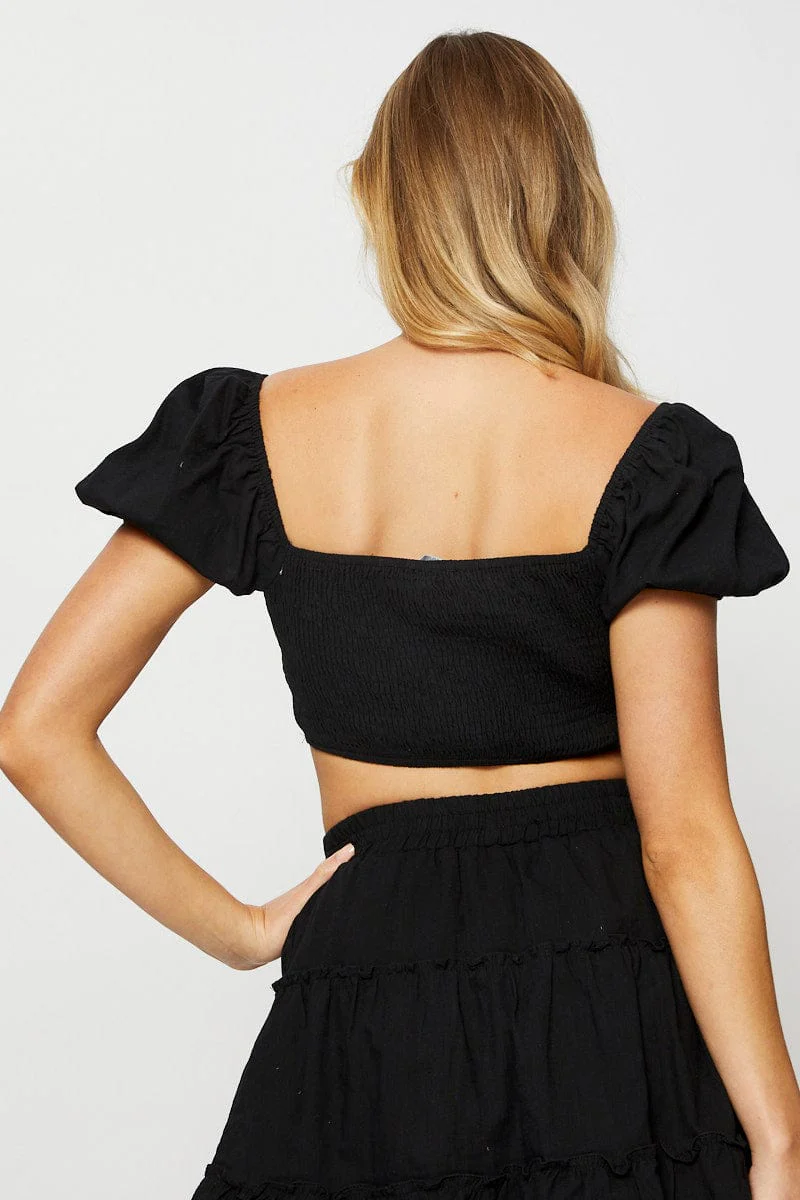 Black Crop Top Short Sleeve
