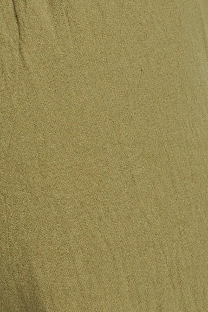 Green Button Front Elastic Waist Culotte