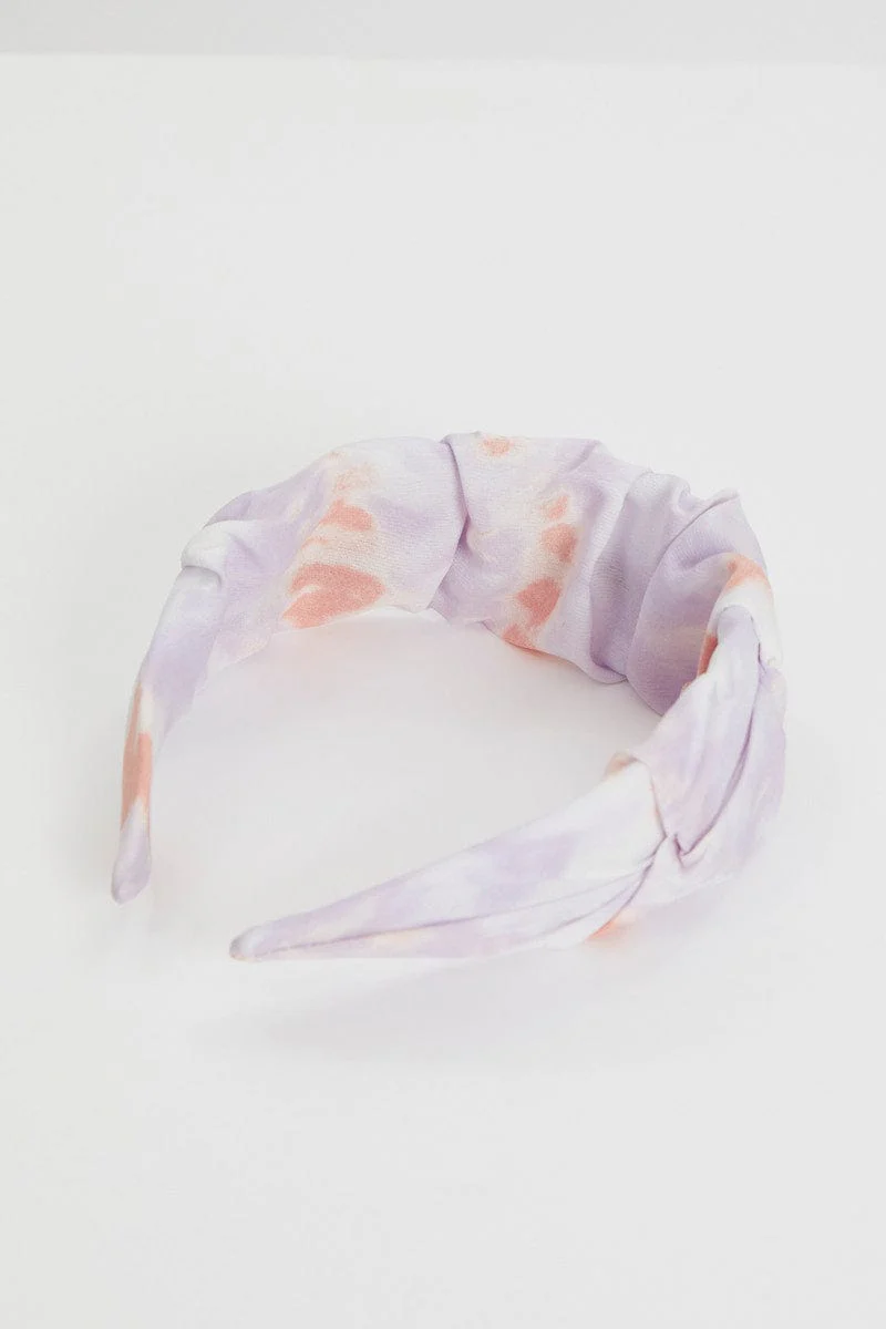 Purple Tie Dye Knotted Headband