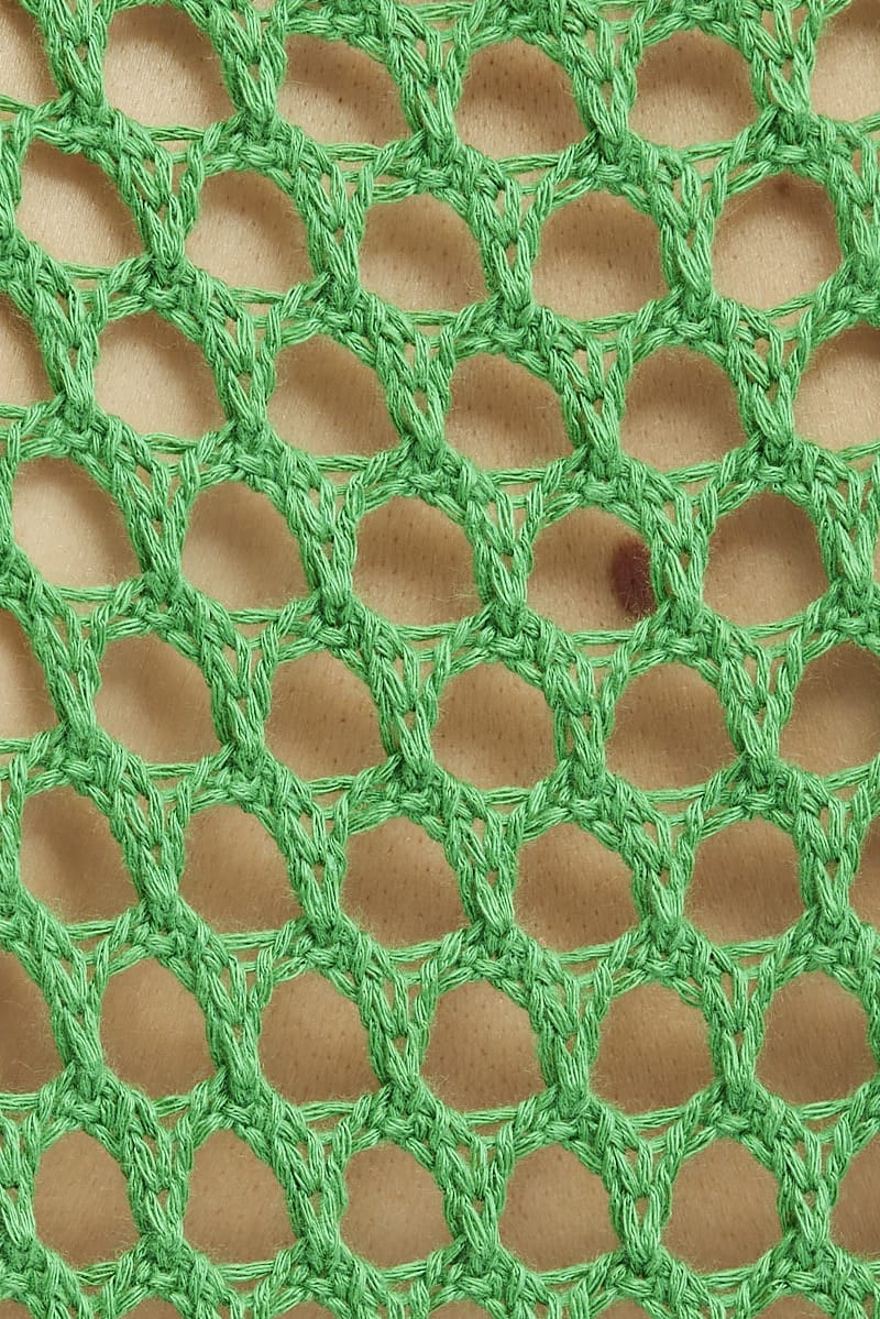 Green Oversized Knit Top Crew Neck