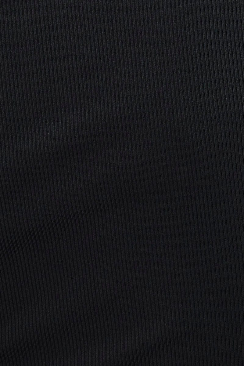 Black Bodycon Dress Long Sleeve High Neck Rib