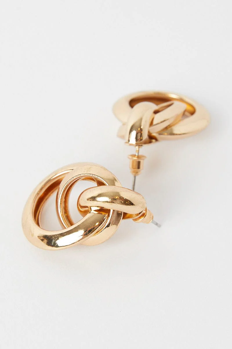 Gold Interlocked Pave Earrings