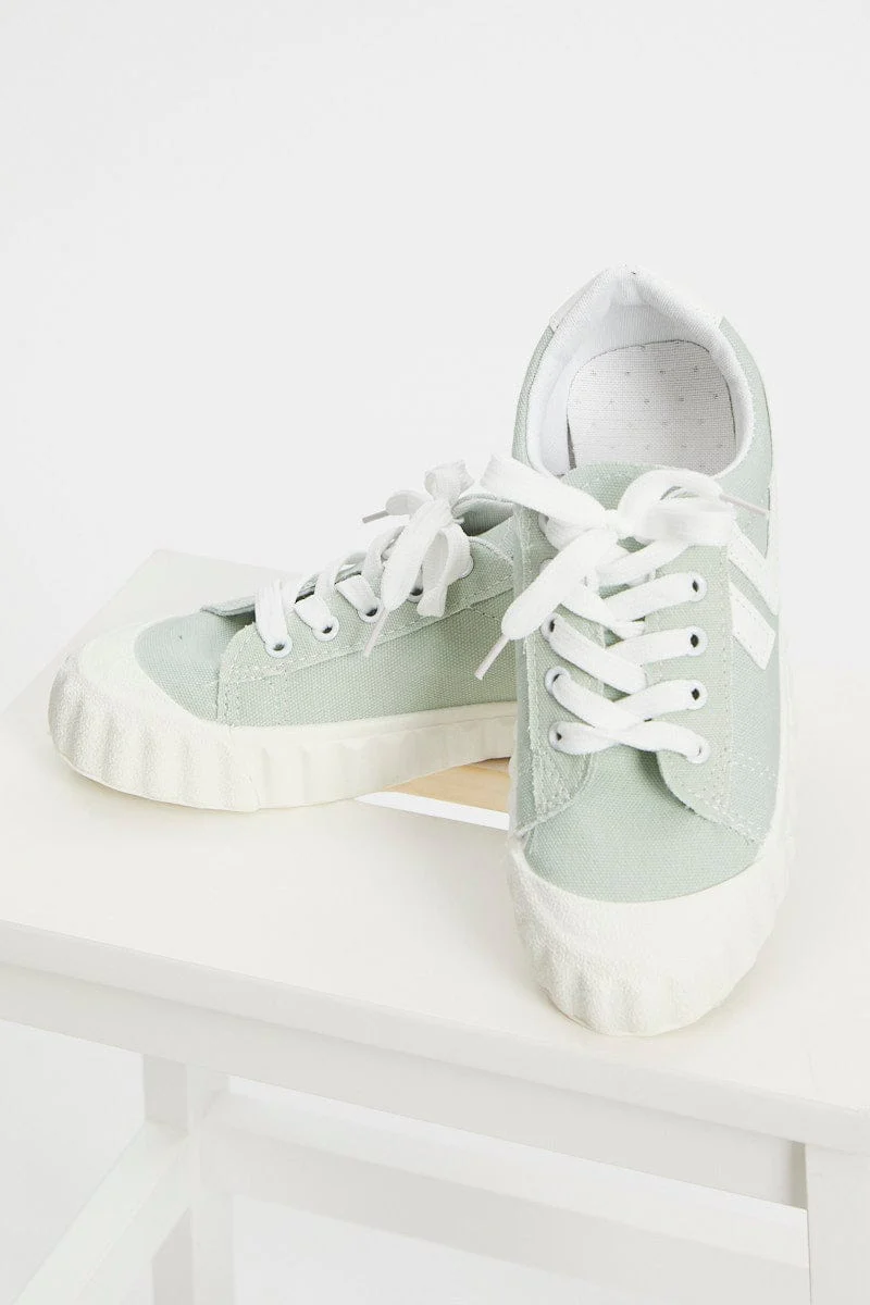 Green Contrast Line Detail Sneakers