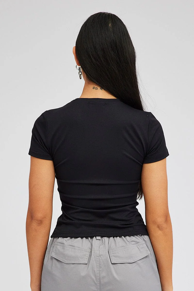 Black Supersoft Top Short Sleeve Round Neck